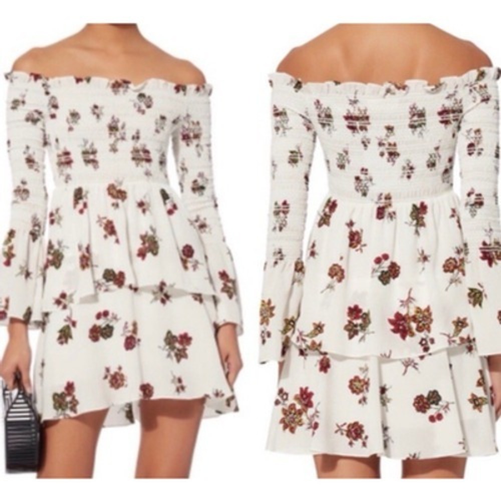 ALC Toni Dress Womens 2 Floral Tiered Smocked Coastal Coquette Spring Wedding